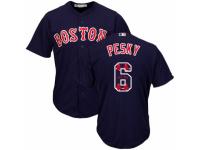 Men's Majestic Boston Red Sox #6 Johnny Pesky Navy Blue Team Logo Fashion Cool Base MLB Jersey