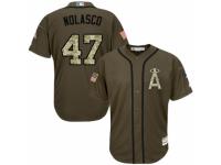 Men's Majestic Los Angeles Angels of Anaheim #47 Ricky Nolasco Authentic Green Salute to Service MLB Jersey