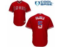 Men's Majestic Los Angeles Angels of Anaheim #5 Albert Pujols Red USA Flag Fashion MLB Jersey