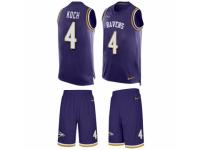 Men's Nike Baltimore Ravens #4 Sam Koch Purple Tank Top Suit NFL Jersey