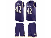 Men's Nike Baltimore Ravens #42 Marqueston Huff Purple Tank Top Suit NFL Jersey