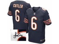Men's Nike Chicago Bears #6 Jay Cutler Navy Blue Team Color Elite Autographed NFL Jersey