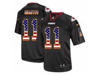 Men's Nike Kansas City Chiefs #11 Alex Smith Limited Black USA Flag Fashion NFL Jersey