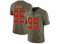 Men's Nike Kansas City Chiefs #95 Chris Jones Limited Olive 2017 Salute to Service NFL Jersey