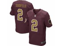 Men's Nike Washington Redskins #2 Nate Sudfeld Elite Burgundy Red Gold Number Alternate 80TH Anniversary NFL Jersey
