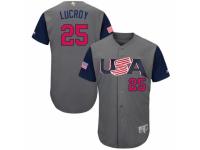 Men's USA Baseball Majestic #25 Jonathan Lucroy Gray 2017 World Baseball Classic Authentic Team Jersey