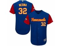 Men's Venezuela Baseball Majestic #32 Jhondaniel Medina Royal Blue 2017 World Baseball Classic Authentic Team Jersey