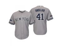 Men's Yankees 2018 Postseason Road Gray Miguel Andujar Cool Base Jersey