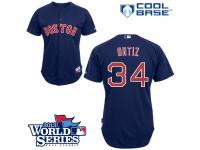 Navy Blue David Ortiz Men #34 Majestic MLB Boston Red Sox 2013 World Series Cool Base Alternate Jersey