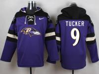 NFL Baltimore Ravens (K) #9 Justin Tucker Men Purple Pullover Hoodie