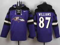 NFL Baltimore Ravens (TE) #87 Maxx Williams Men Purple Pullover Hoodie