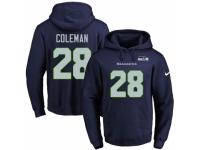 NFL Men's Nike Seattle Seahawks #28 Justin Coleman Navy Blue Name & Number Pullover Hoodie