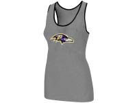 NFL Nike Baltimore Ravens Ladies Big Logo Tri-Blend Racerback Stretch Women Tank Light Grey