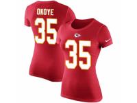 NFL Women Nike Kansas City Chiefs #35 Christian Okoye Red Rush Pride Name & Number T-Shirt