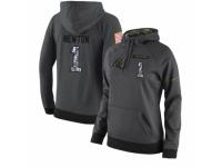 NFL Women's Nike Carolina Panthers #1 Cam Newton Stitched Black Anthracite Salute to Service Player Performance Hoodie