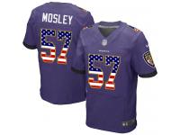 Nike C.J. Mosley Elite Purple Home Men's Jersey - NFL Baltimore Ravens #57 USA Flag Fashion