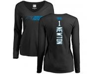 Nike Cam Newton Black Backer Slim Fit Women's - NFL Carolina Panthers #1 Long Sleeve T-Shirt