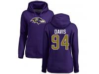 Nike Carl Davis Purple Name & Number Logo Women's - NFL Baltimore Ravens #94 Pullover Hoodie