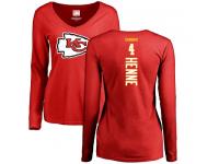 Nike Chad Henne Red Backer Slim Fit Women's - NFL Kansas City Chiefs #4 Long Sleeve T-Shirt