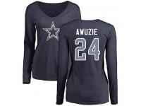 Nike Chidobe Awuzie Navy Blue Name & Number Logo Slim Fit Women's - NFL Dallas Cowboys #24 Long Sleeve T-Shirt