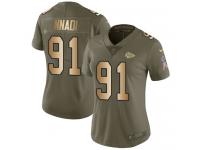 Nike Derrick Nnadi Limited Olive Gold Women's Jersey - NFL Kansas City Chiefs #91 2017 Salute to Service