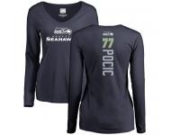 Nike Ethan Pocic Navy Blue Backer Women's - NFL Seattle Seahawks #77 Long Sleeve T-Shirt