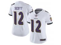 Nike Jaleel Scott Elite White Road Women's Jersey - NFL Baltimore Ravens #12 Vapor Untouchable