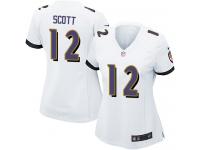Nike Jaleel Scott Game White Road Women's Jersey - NFL Baltimore Ravens #12