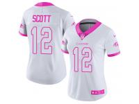 Nike Jaleel Scott Limited White Pink Women's Jersey - NFL Baltimore Ravens #12 Rush Fashion