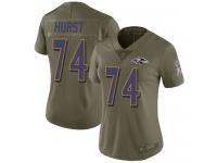 Nike James Hurst Limited Olive Women's Jersey - NFL Baltimore Ravens #74 2017 Salute to Service