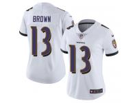 Nike John Brown Elite White Road Women's Jersey - NFL Baltimore Ravens #13 Vapor Untouchable