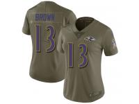 Nike John Brown Limited Olive Women's Jersey - NFL Baltimore Ravens #13 2017 Salute to Service