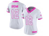 Nike John Brown Limited White Pink Women's Jersey - NFL Baltimore Ravens #13 Rush Fashion