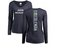 Nike Justin Coleman Navy Blue Backer Women's - NFL Seattle Seahawks #28 Long Sleeve T-Shirt