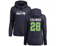 Nike Justin Coleman Navy Blue Name & Number Logo Women's - NFL Seattle Seahawks #28 Pullover Hoodie