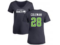 Nike Justin Coleman Navy Blue Name & Number Logo Women's - NFL Seattle Seahawks #28 T-Shirt