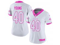 Nike Kenny Young Limited White Pink Women's Jersey - NFL Baltimore Ravens #40 Rush Fashion