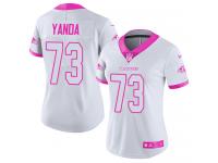 Nike Marshal Yanda Limited White Pink Women's Jersey - NFL Baltimore Ravens #73 Rush Fashion