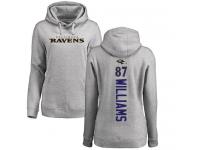 Nike Maxx Williams Ash Backer Women's - NFL Baltimore Ravens #87 Pullover Hoodie