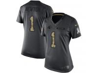 Nike Panthers #1 Cam Newton Black Women Stitched NFL Limited 2016 Salute to Service Jersey