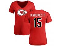 Nike Patrick Mahomes II Red Name & Number Logo Slim Fit Women's - NFL Kansas City Chiefs #15 T-Shirt