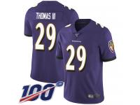 Nike Ravens #29 Earl Thomas III Purple Team Color Men's Stitched NFL 100th Season Vapor Limited Jersey