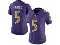 Nike Ravens #5 Joe Flacco Purple Women Stitched NFL Limited Rush Jersey