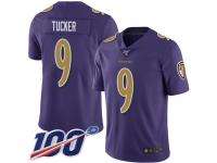 Nike Ravens #9 Justin Tucker Purple Men's Stitched NFL Limited Rush 100th Season Jersey