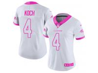 Nike Sam Koch Limited White Pink Women's Jersey - NFL Baltimore Ravens #4 Rush Fashion