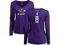Nike Sam Koch Purple Backer Women's - NFL Baltimore Ravens #4 Long Sleeve T-Shirt