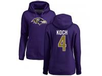 Nike Sam Koch Purple Name & Number Logo Women's - NFL Baltimore Ravens #4 Pullover Hoodie