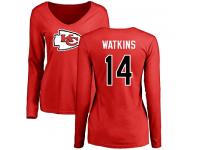 Nike Sammy Watkins Red Name & Number Logo Slim Fit Women's - NFL Kansas City Chiefs #14 Long Sleeve T-Shirt