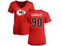 Nike Stefan Charles Red Name & Number Logo Slim Fit Women's - NFL Kansas City Chiefs #90 T-Shirt