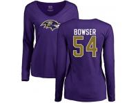 Nike Tyus Bowser Purple Name & Number Logo Women's - NFL Baltimore Ravens #54 Long Sleeve T-Shirt